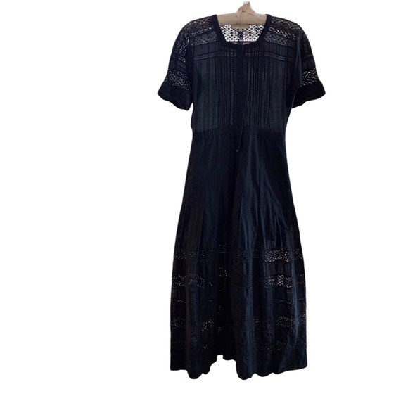 LOVE SHACK FANCY EDIE DRESS BLACK COTTON CROCHET LACE MAXI DRESS COCKTAIL DRESS - Picture 2 of 16